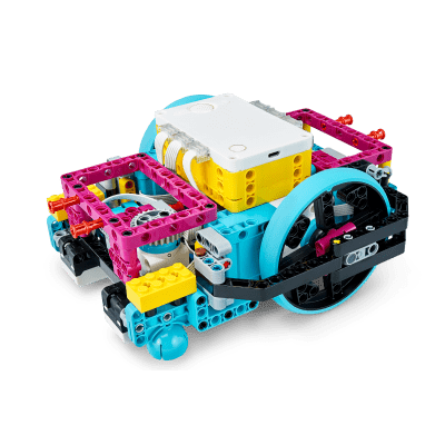 A LEGO robot with motors and sensors built by a Lab student